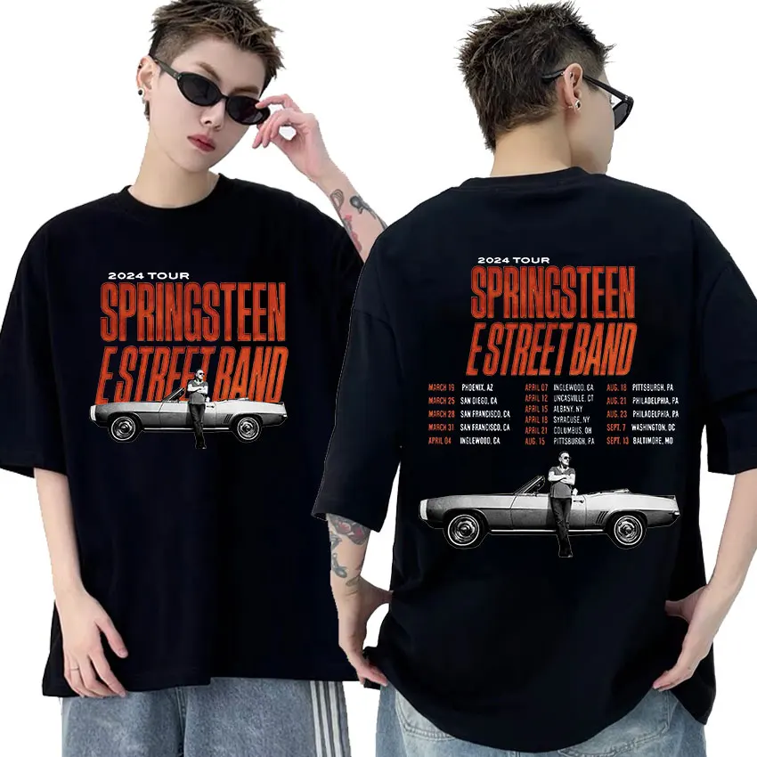 Punk Rock Bruce Springsteen En E Street 2024 Tour Tshirt Heren Hiphop Retro Fashion T-Shirt Gothic Kleding Oversized T-Shirts