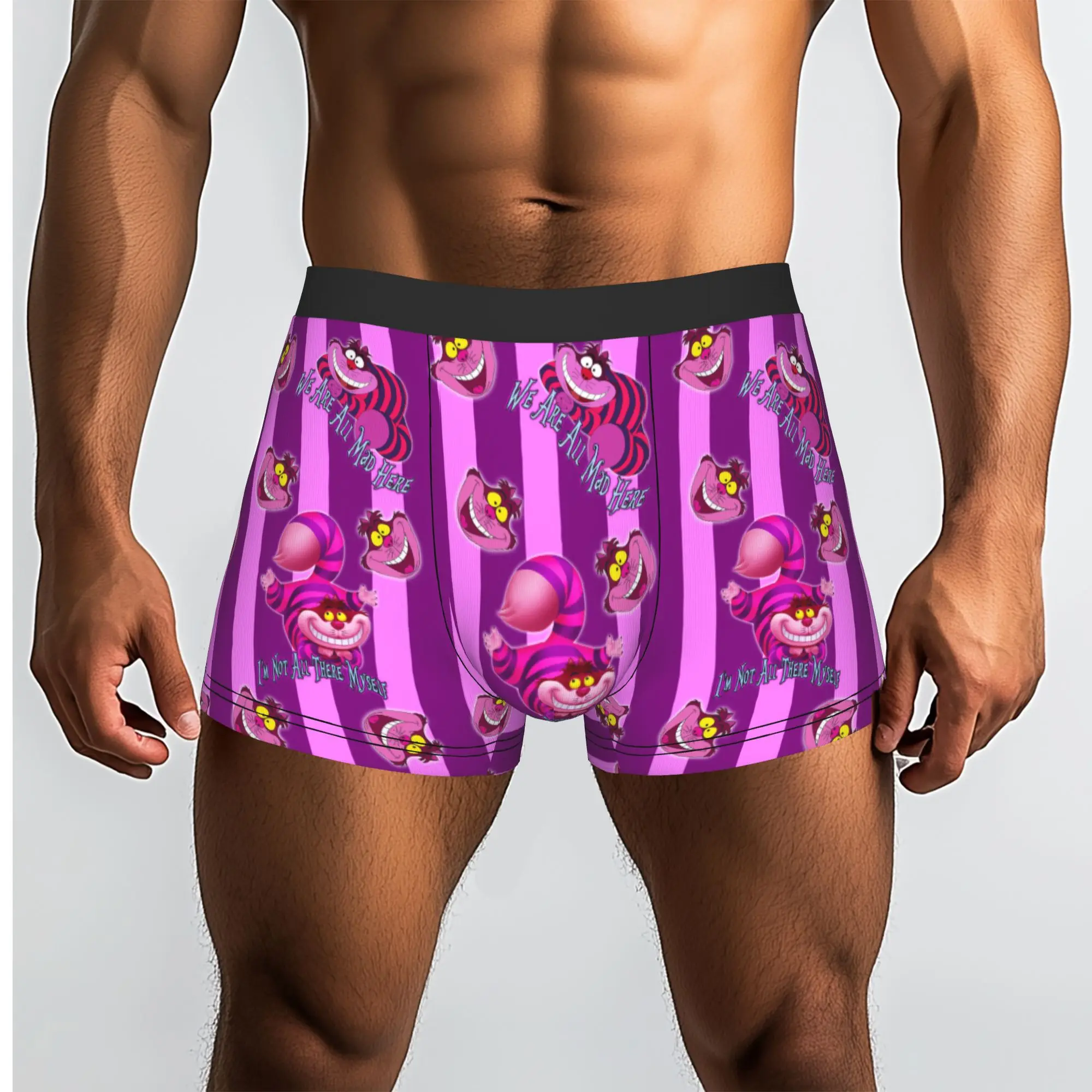 Customized Male Fashion C-Cheshire Anime Cat Underwear  Boxer Briefs Breathable Shorts Panties Underpants