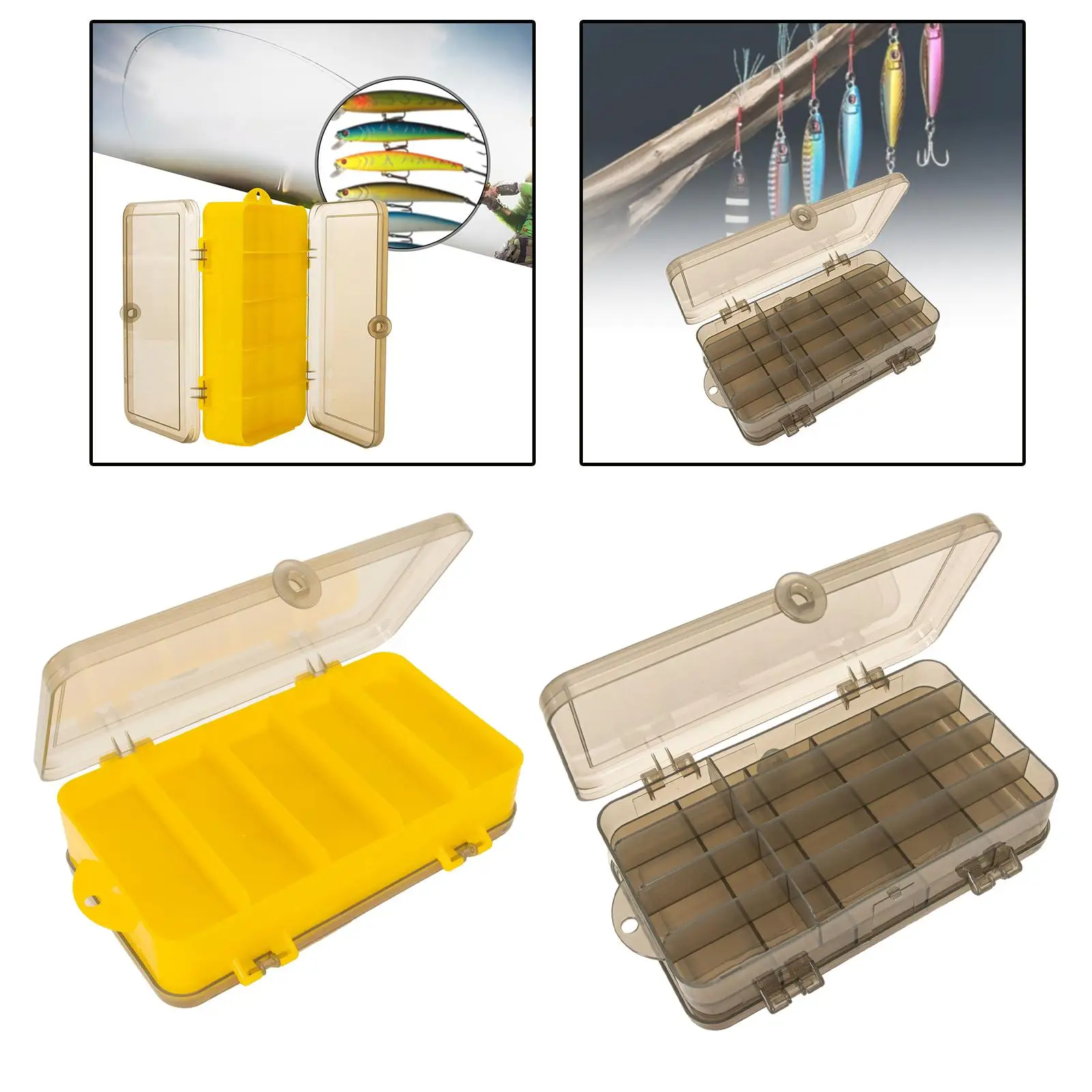 Fishing Tackle Box Double Sided Box Transparent Multi Functional for Bass Accessories