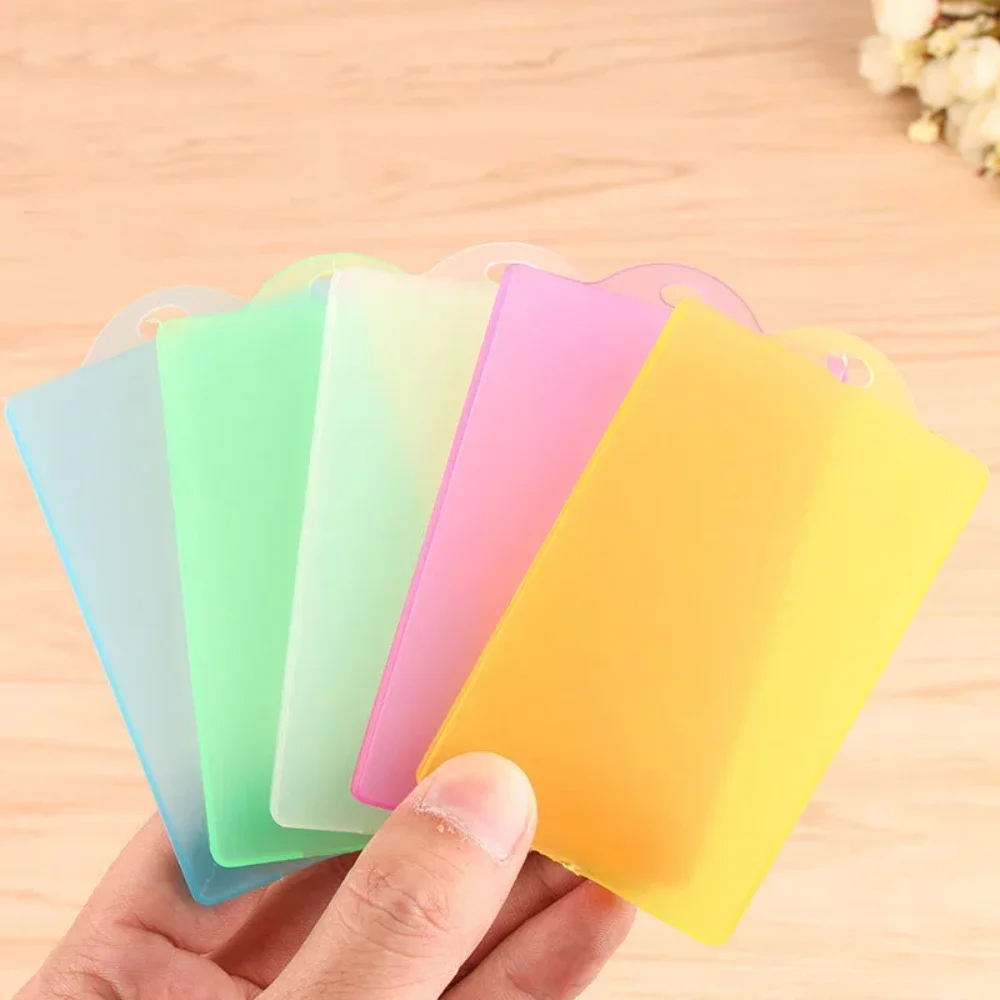 Credit Card Holder Frosted Clear Plastic Bus Transit Sleeve Women Men Students Slim Multi Slot Cute School Office Travel Cover