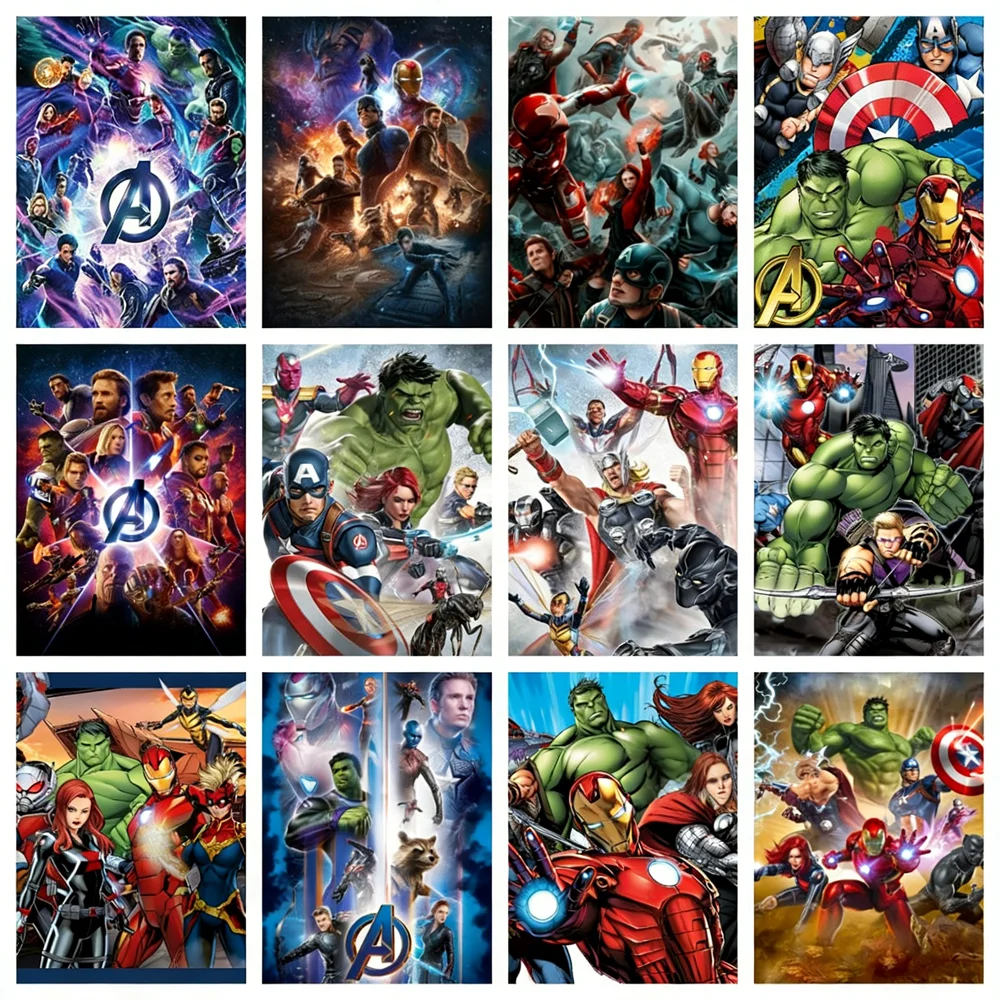Avengers Iron Man Hulk Diamond Painting Kit Square Round Diamond 5D DIY Captain America Mosaic Handmade Art Gift Home Decor