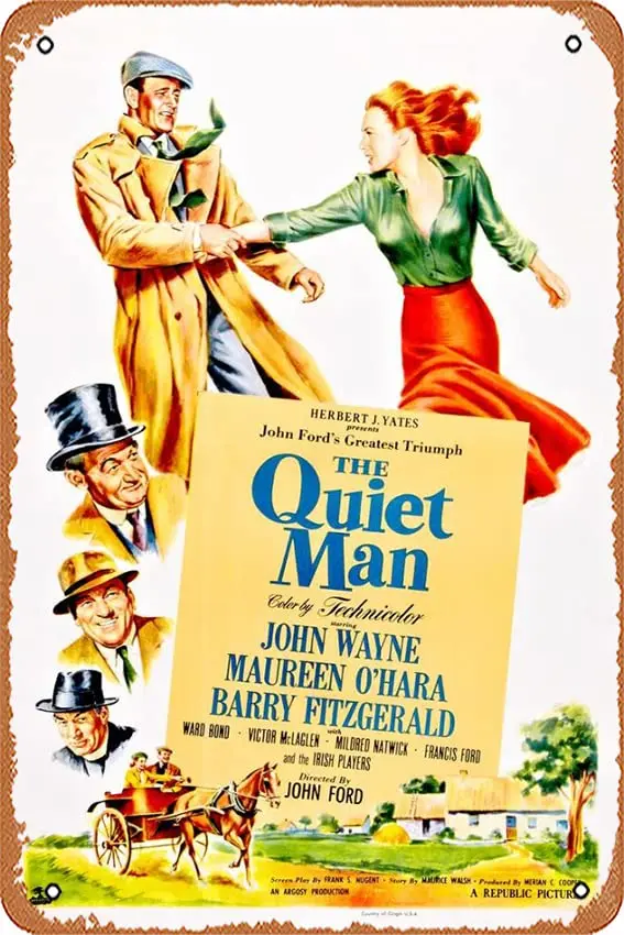 The Quiet Man Movie Poster 8 x 12 Inches - Retro Vintage Metal Tin Sign for Home Bar Pub Garage Decor Movie Gifts