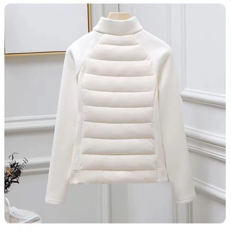 Spliced Motion Cotton-padded Jacket Women's Sweatshirt Stand-up Collar Warm Slim Coat Outdoor Sports Outerwear Autumn Winter