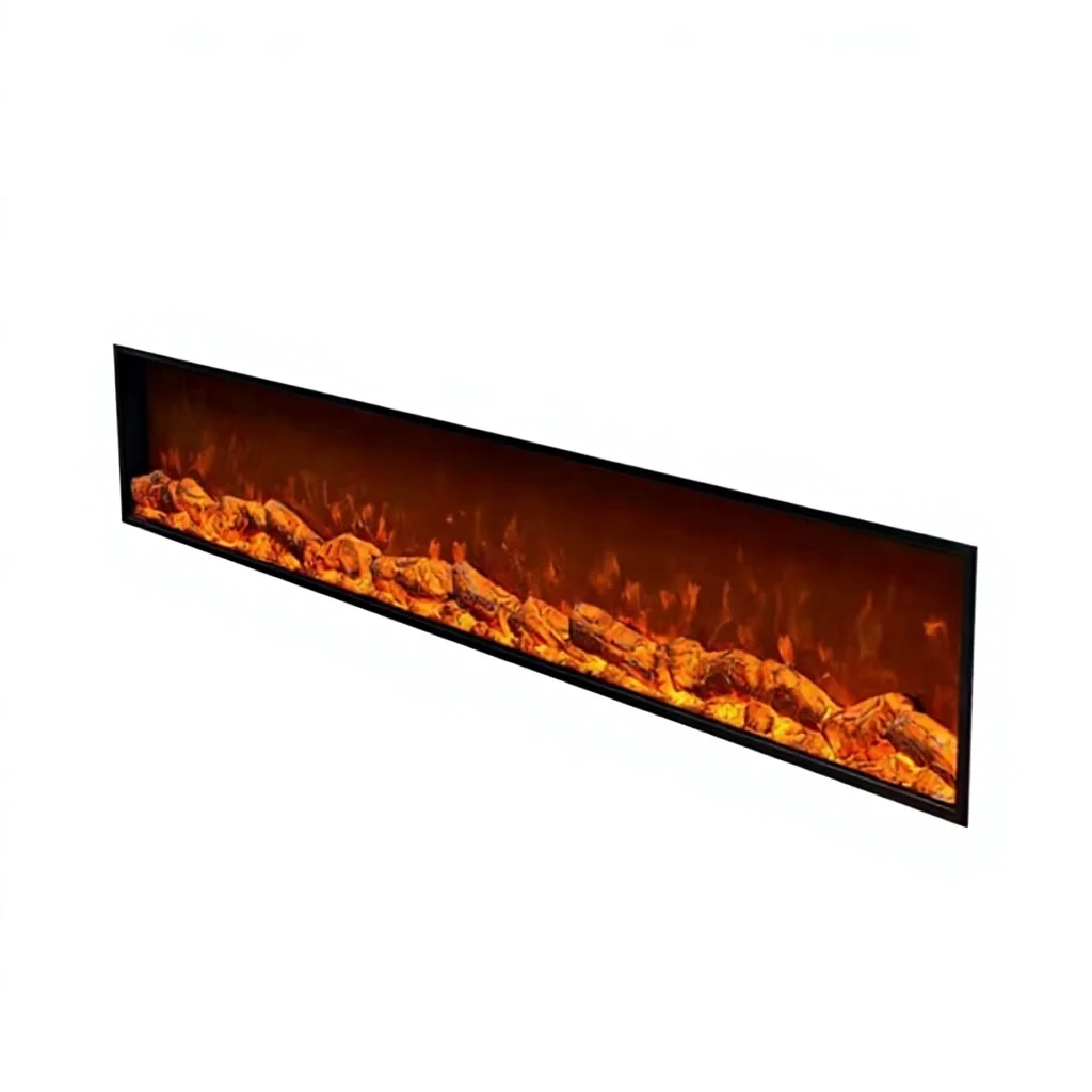Modern Metal Fireplace Cabinet Insert Built-In Electric Fireplace Home Decor Electronic Simulated Flames Heating Appliance