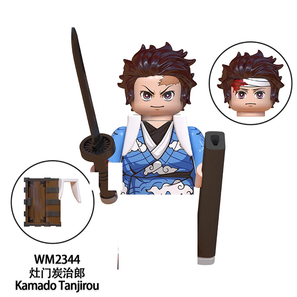 Anime Demon Slayer Mini Action Figures Blocks Kamado Tanjirou Kibutsuji Muzan Tsugikuni Yoriichi Toy Bricks Doll Model Kid Gift