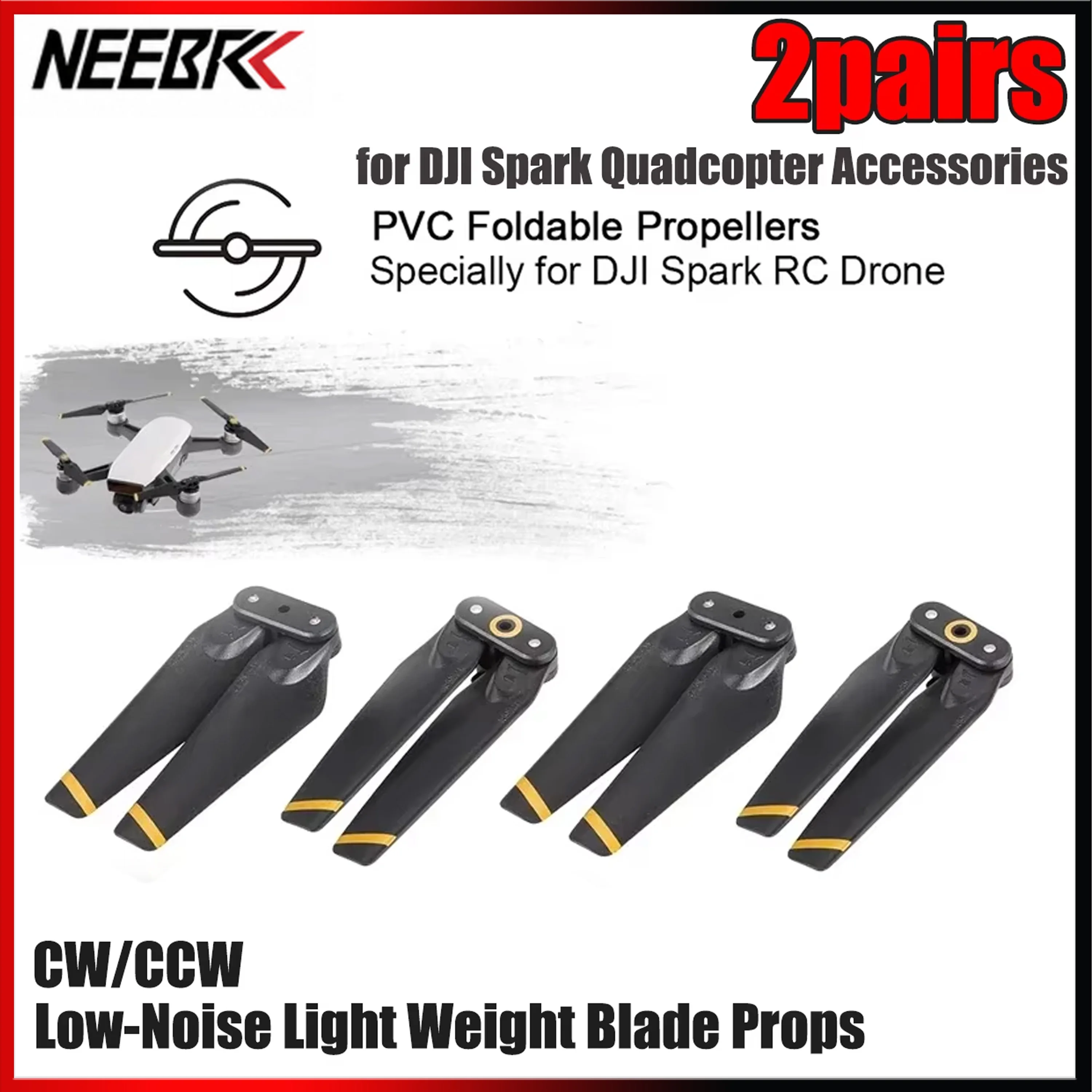 2pairs Propellers for DJI Spark RC Drone CW/CCW Foldable Low-Noise Light Weight Blade Props for Quadcopter Accessories Parts