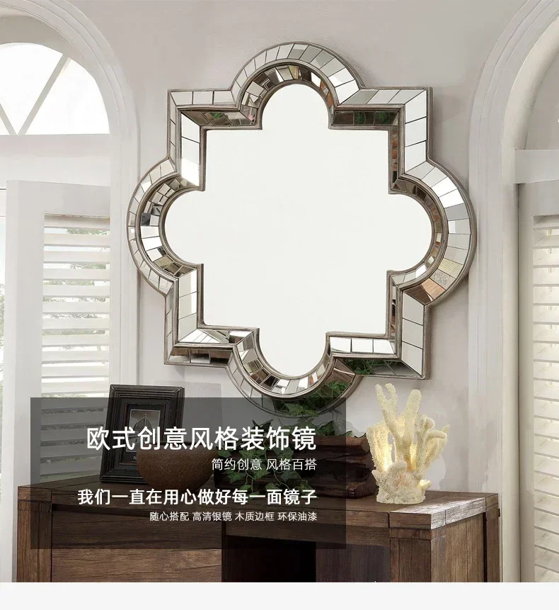 TTA13 Bedroom Vanity Mirror Bathroom Special-shaped Enigma Mirror Corridor Creative Decorative European Neoclassical Hanging Mir