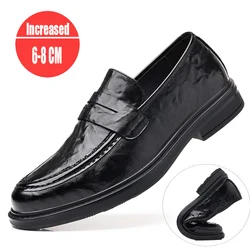 Men Dress Shoes Increase 8cm Genuine Leather Breathable Invisible Heightening Shoes Business Casual Soft Soled Men luxury Shoes