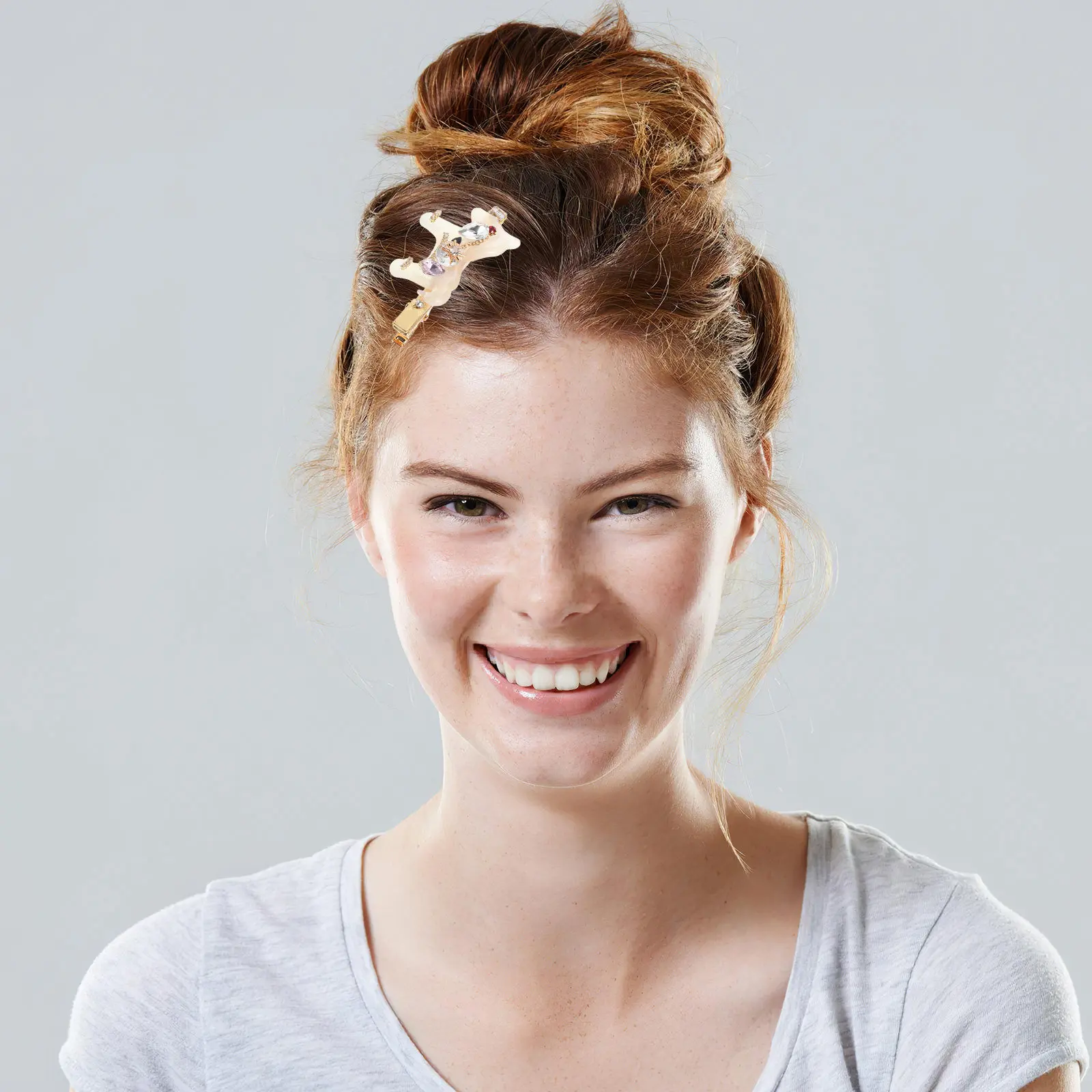 Rhinestone Animal Hair Clip Sparkly Horse Design Zodiac Barrette Secure Anti-Slip Metal Acetate Clip for Women Girls Fine Thick