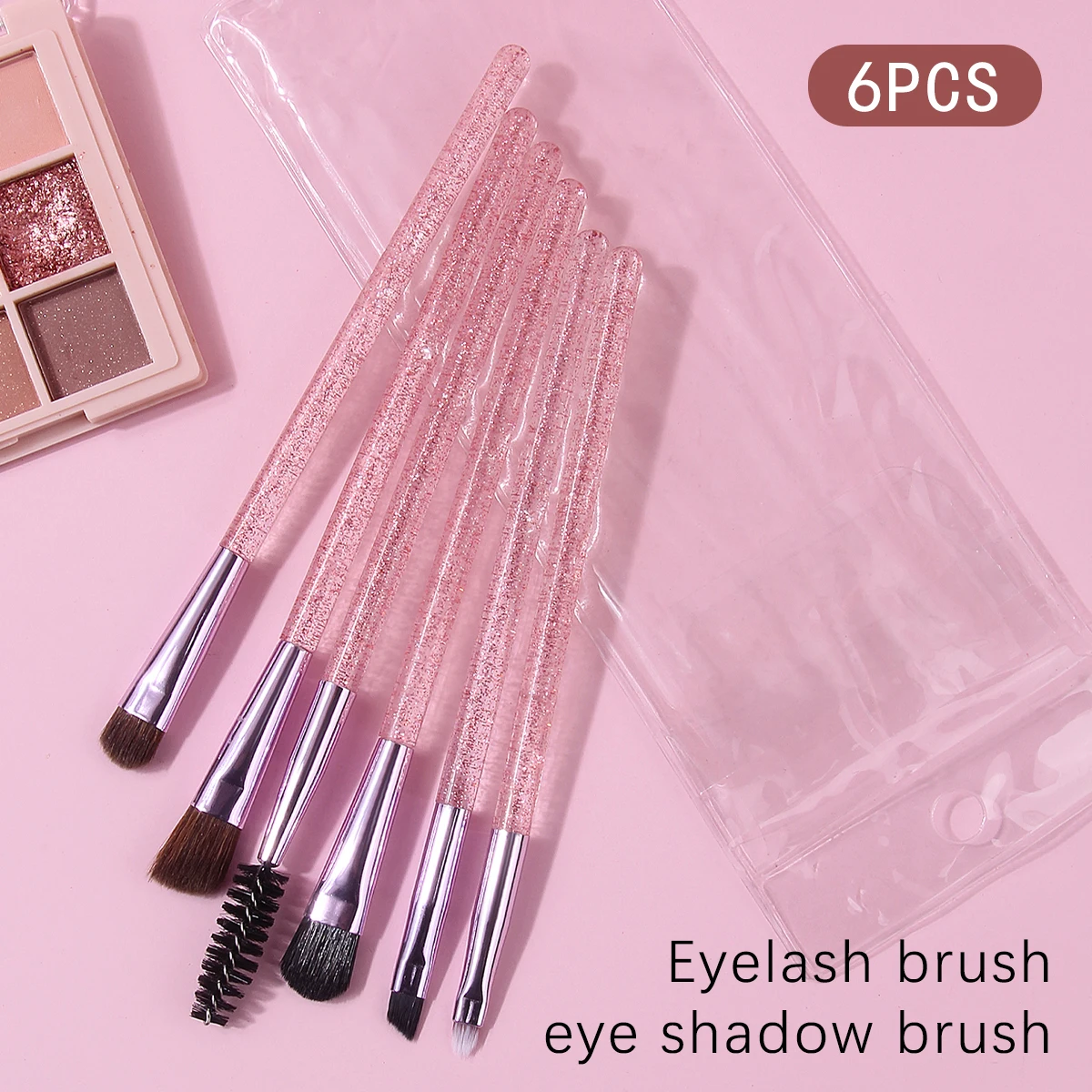 6개 파우더 충전 아이섀도 브러쉬, 블렌딩 브러쉬, 아이라이너 브러쉬, 눈썹 브러쉬, 아이 메이크업 브러쉬 세트 + 보관 가방