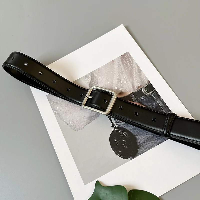 Women's Runway Fashion Black Genuine Leather Cummerbunds Female Dress Corsets Waistband Belts Decoration Narrow Belt TB622