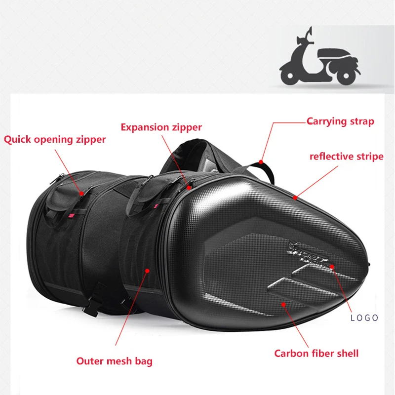 Motorcycle Accessories Waterproof Racing Race Helmet Travel Bags Suitcase Saddlebags Luggage Rear Seat Side Bag With Raincoat