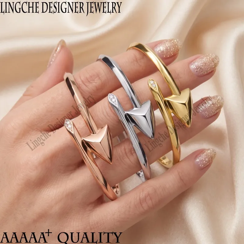 S925 Silver Women's Arrow Bracelet Scratch-resistant and Colorfast Suitable 16-18cm Bangles Luxury Designer Jewelry Holiday Gift