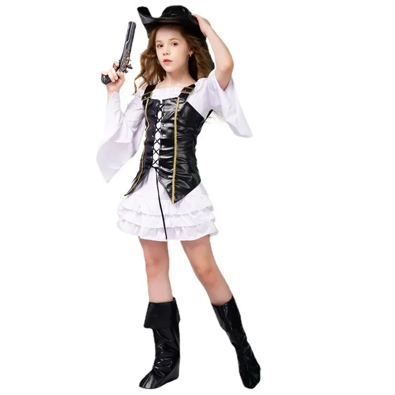 Children Little Girl Pirate Cos ostume Performance Costume Halloween Girls Pirate Party Costume Cos # 1 # W.