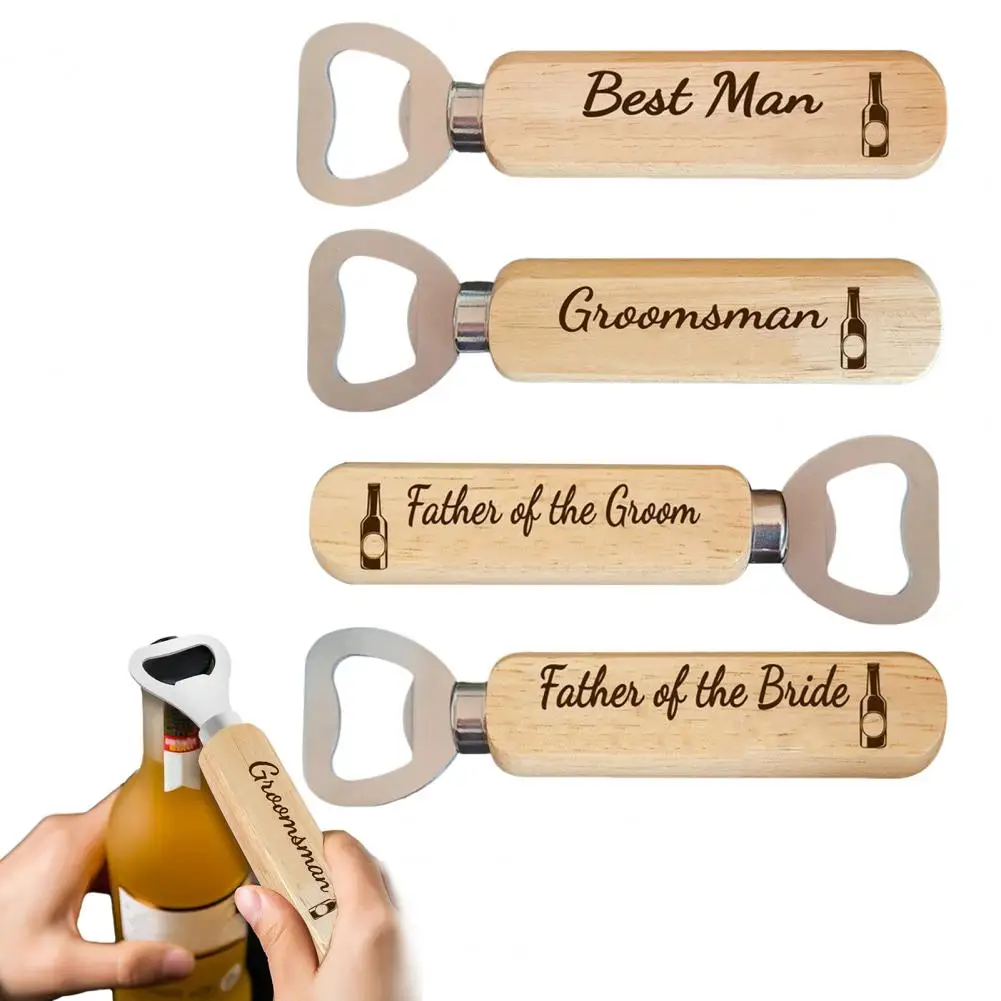 

Bottle Openers with Wooden Handle Bartender Bottle Opener Engraved Letter Beer Bottle Opener for Guests Wedding Party Graduation