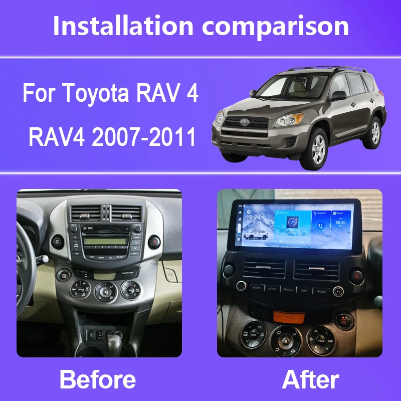 12.3 Inci untuk Toyota RAV4 RAV 4 2007-2011 Android 14 Octa Core 8 + 256G Pemutar Multimedia Mobil Penerima Stereo Radio 4G GPS WIFI