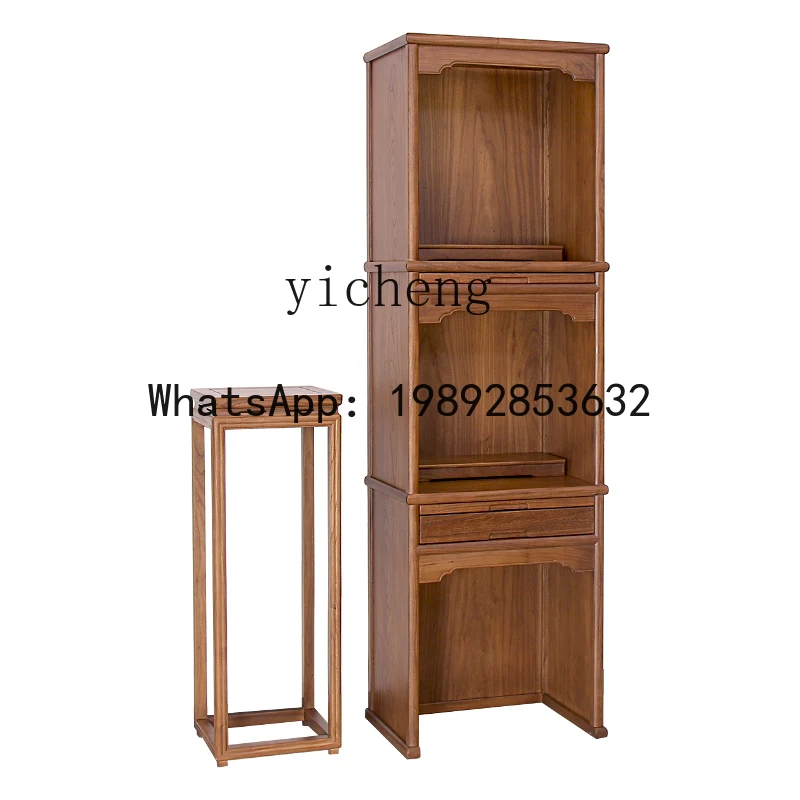 F1  solid wood three-layer shrine offering table shrine Guanyin God of Wealth offering cabinet household shrine