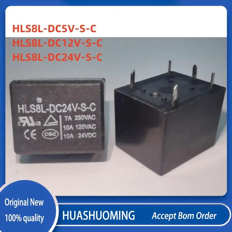 10PCS/Lot   NeW HLS8L-DC5V-S-C HLS8L-DC12V-S-C HLS8L-DC24V-S-C 5PINS 10A 5VDC 12VDC 24VDC