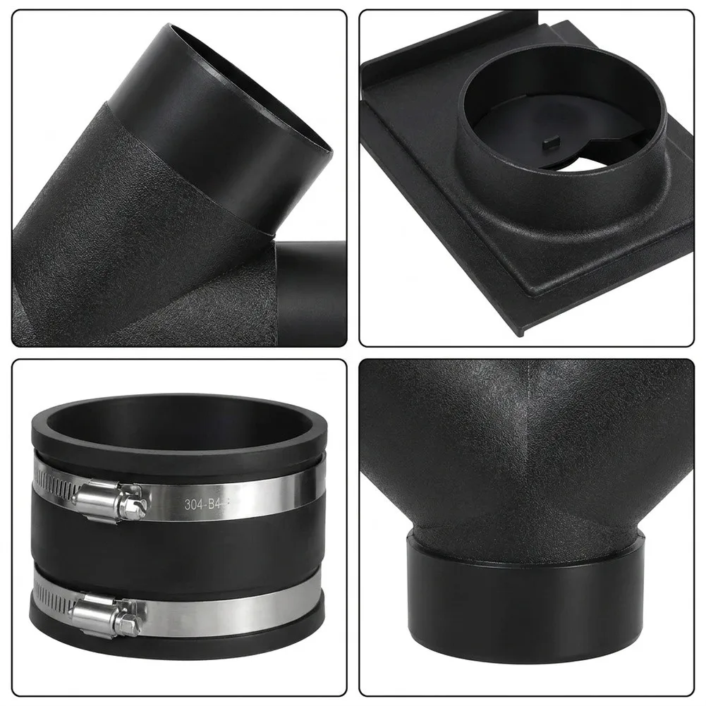 Complete Dust Collection Fittings Set 5 pcs Includes Sliding Gate Damper Reducer and Elastic Rubber Connectors