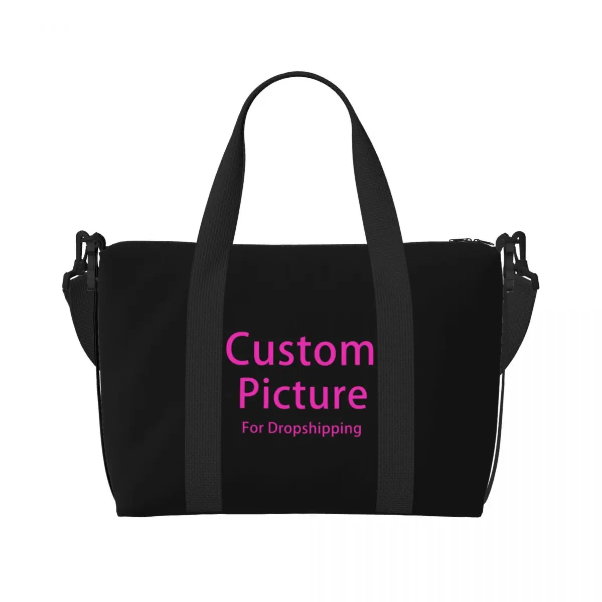 Custom Personalized Custom Photo Logo Grocery Tote Shopping Bags Women Large Capacity Customized DIY Print Beach Gym Travel Bags