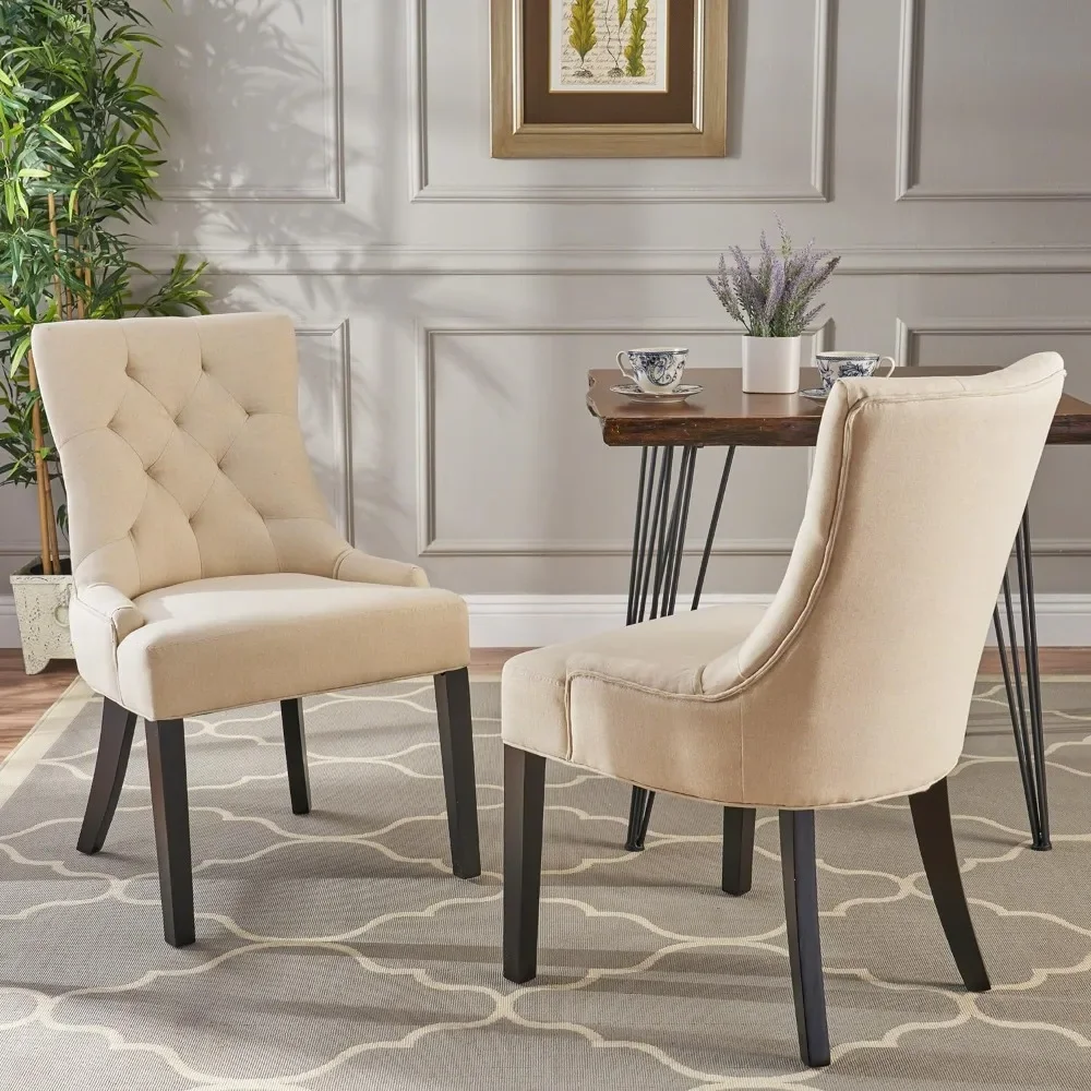 Tufted Fabric Dining / Accent Chairs Dinning Tables and Chairs for Dining Table 2-Pcs Set Stool Beige Freight Free Nordic Chair