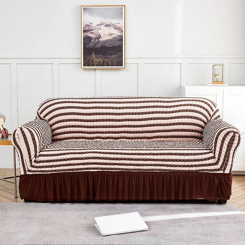 Baby Simple Heavy Duty Non-slip New Durable Polyester L Shaped Modular Bubble Gauze Hemline Couch Cover for Living Room