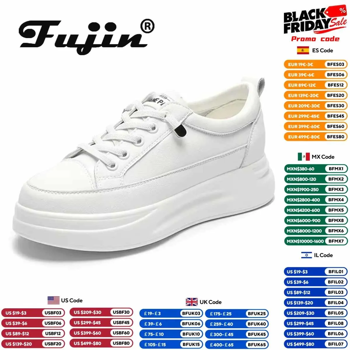 Fujin 4.5cm Genuine Leather Women Shoes Platform Flats Breathable Women Winter Shoes White Sneakers Spring Autumn Winter Shoes