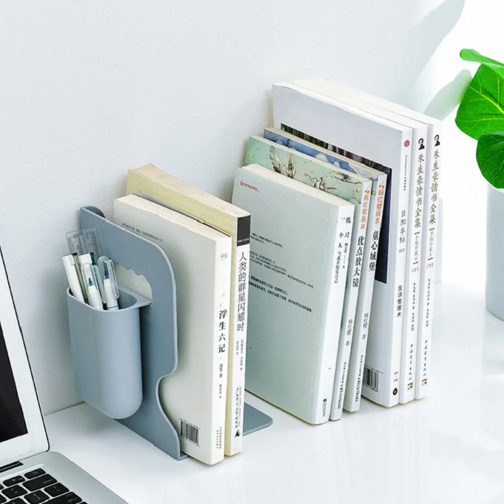 

Telescopic Book Shelf Bookends With Pen Holder For Home Office Classroom Library Strong Hold Anti-Slip Design Book