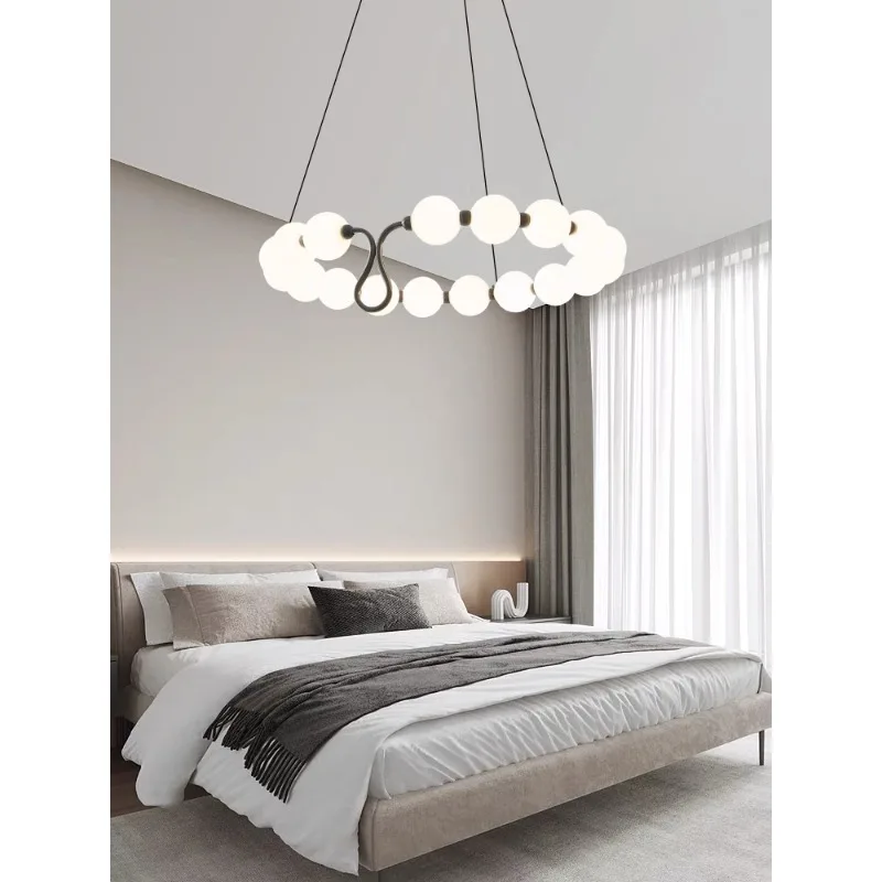 Living room pendant light luxury creative designer dining table bar hanging line light cream wind pearl string lighting fixture