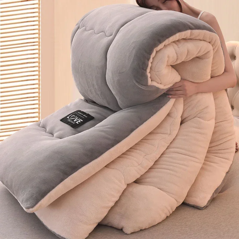 Lamb wool quilt winter thickened warm single double dormitory quilt core milk flannel blanket comforter autumn and winter