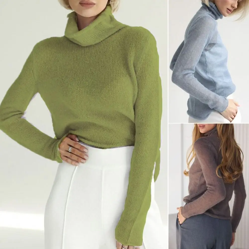 chic Knitted Chic Bottom Sweaters Base Style Hollow Out Slim Long Sleeve Breathable Soft Loose Fit Sweater Daily Wear