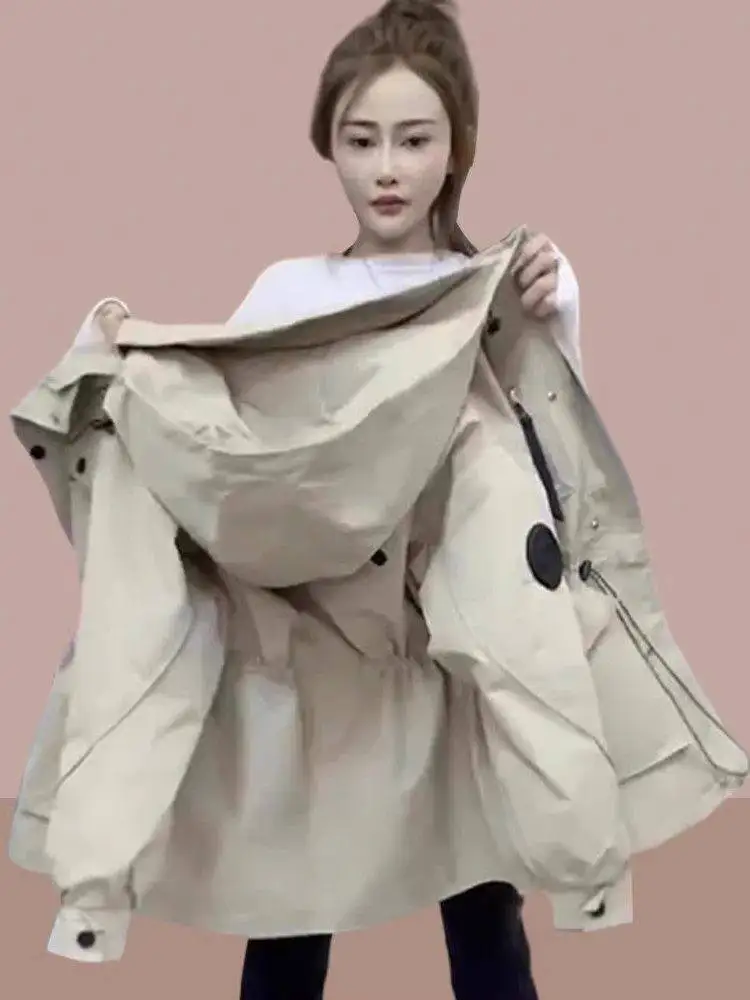 

Повседневное женское рабочее пальто-ветровка свободного кроя с эффектом стройности, весна-осень, новинка, художественный дизайн