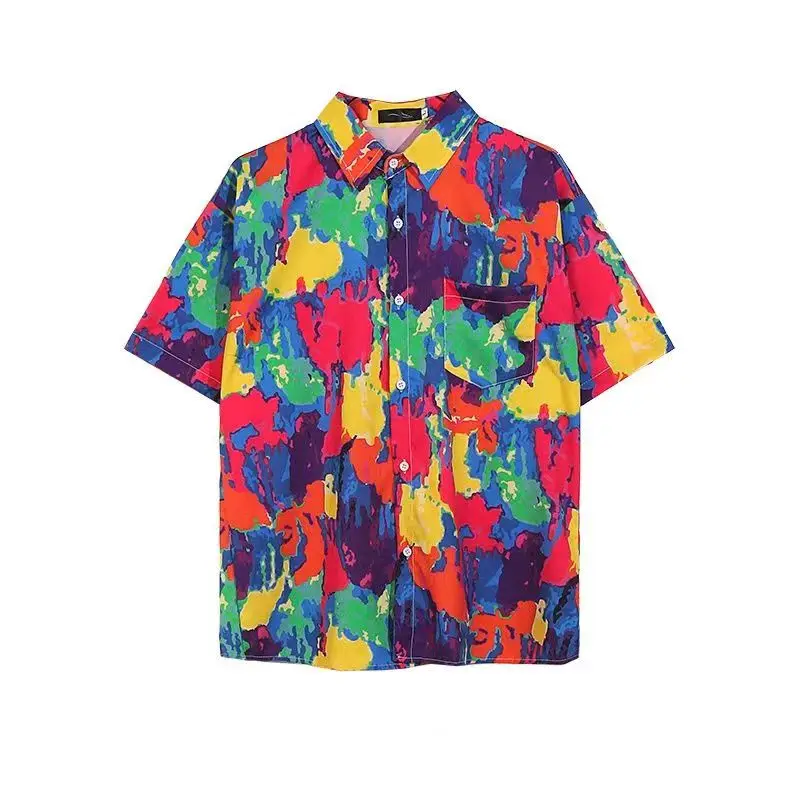 DAYIFUN بلوزات نسائية رفيعة وفضفاضة قمصان الشاطئ المزهرة بأكمام قصيرة على الطراز الياباني سترة علوية بلوزات صيفية غير رسمية 2025