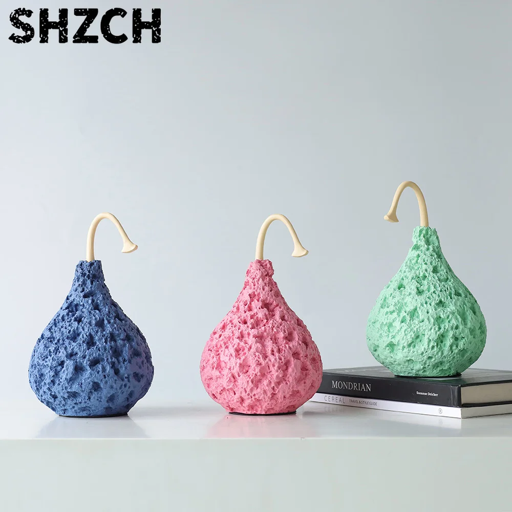 Modern Italian Minimalist Multi-color Resin Handmade Eco-friendly Perforated Pear Ornament Creative Fruit Home Decoration