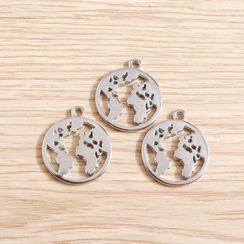 Tusember 20 Stück 18 x 21 mm Mode-Reise-Weltkarte-Charms für Schmuckherstellung, Bastelzubehör, DIY-Halskette, Armband – Detail 5