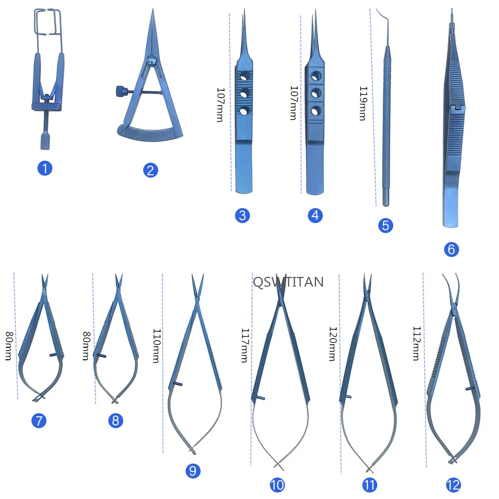 Ophthalmology Set Titanium Instruments Glaucoma Set Phacoemulsification Cataract Surgery Set with Sterilizing Box