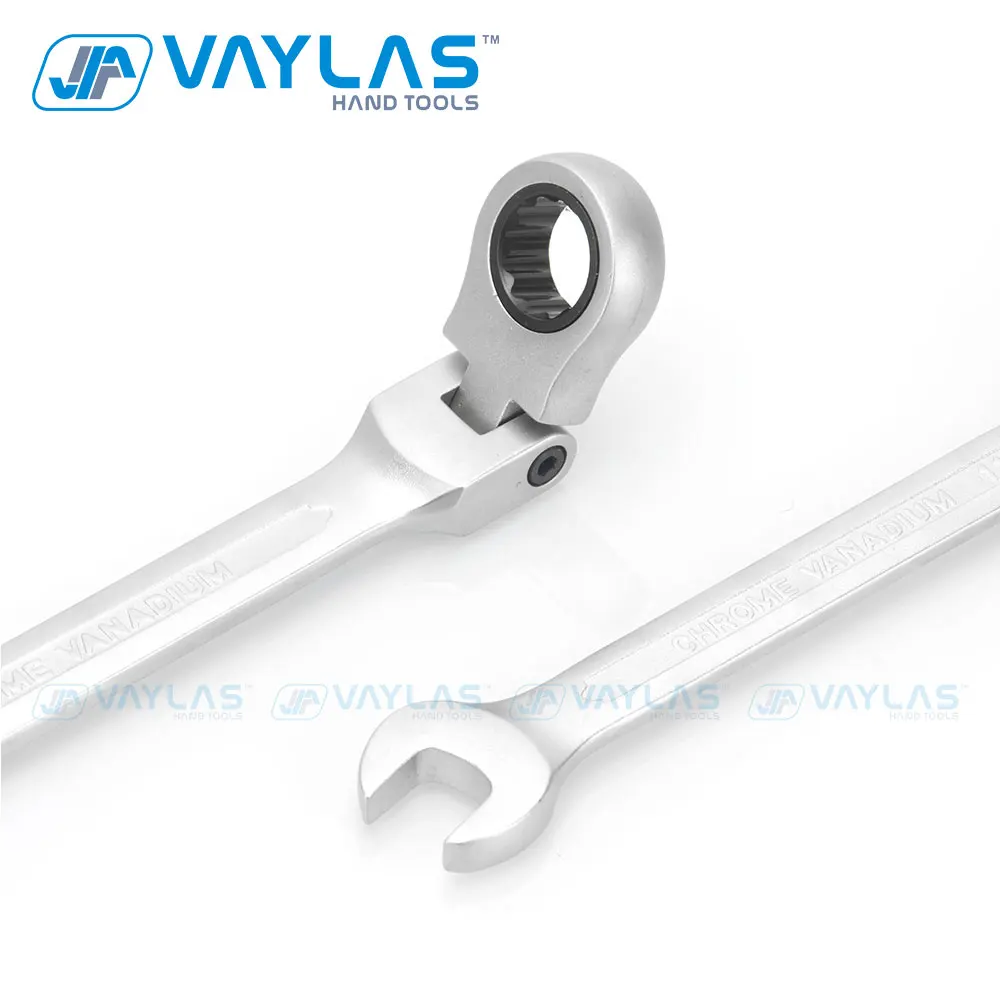 VAYLAS 13mm Dull Polished Combination Wrench Flexible Head 72T Ratchet and Open End High Torque Spanner Repair Hand Tool