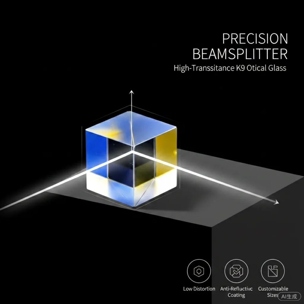 Beam splitter prism, 1inch cube beam splitter, semi-transparent and semi-reflective T5R5