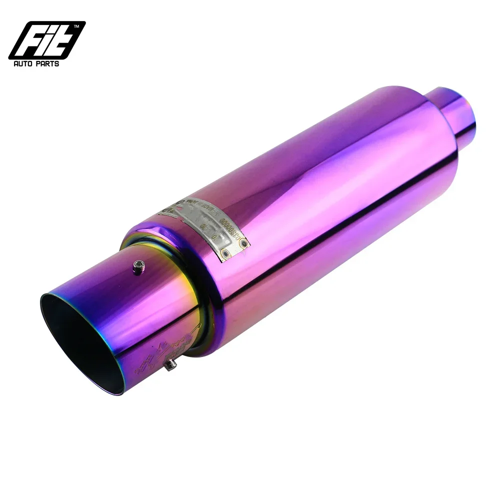 

Race Car Exhaust Muffler 2.5'' Inlet Straight Through 4'' outlet Universal Muffler pipe Purple