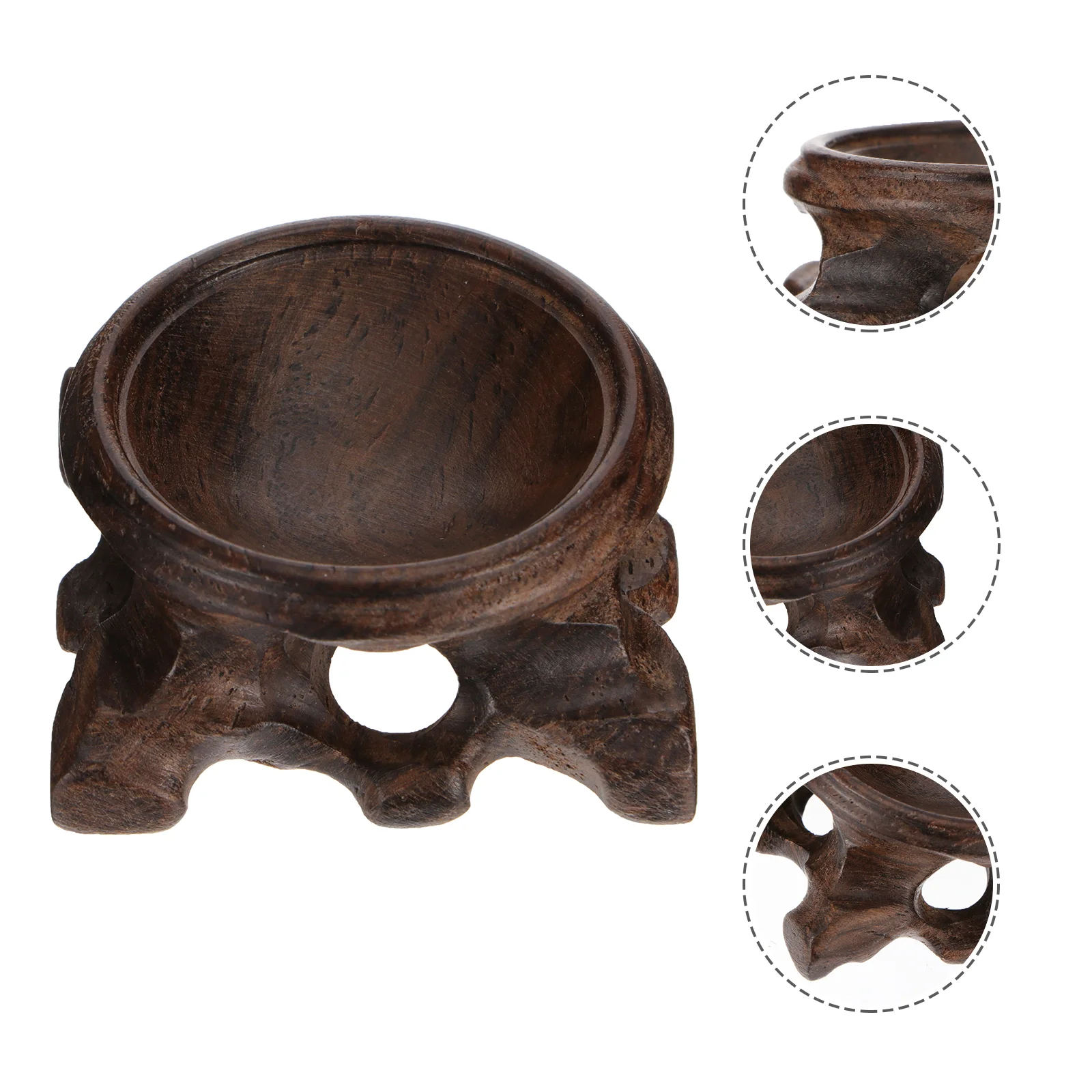 

Wooden Base Carving Crystal Ball Rotating Display Stand Decor Holder Spherical Pedestal