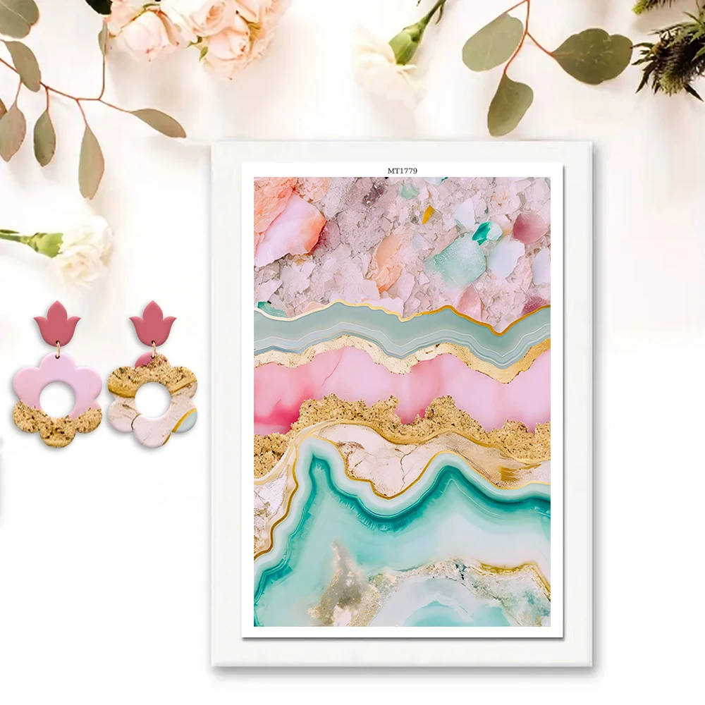Landscape & Agate Water Transfer Paper for Polymer Clay, Art Pattern Clay Transfer Sheets for DIY Earrings view 5
