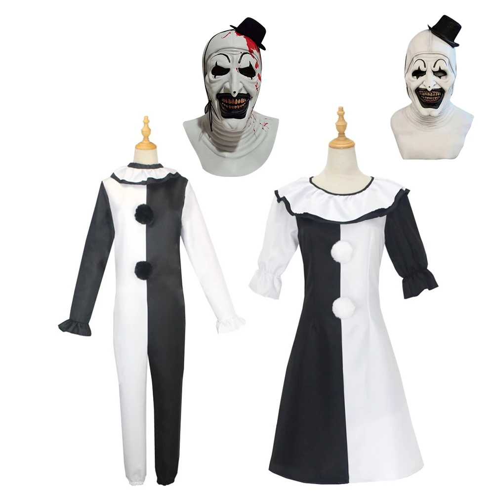 

Terrifier Art Clown Joker Cosplay Costume Men Jumpsuit Women Role Play Fancy Dress Up Horror Dress Suit Halloween Carnival Party