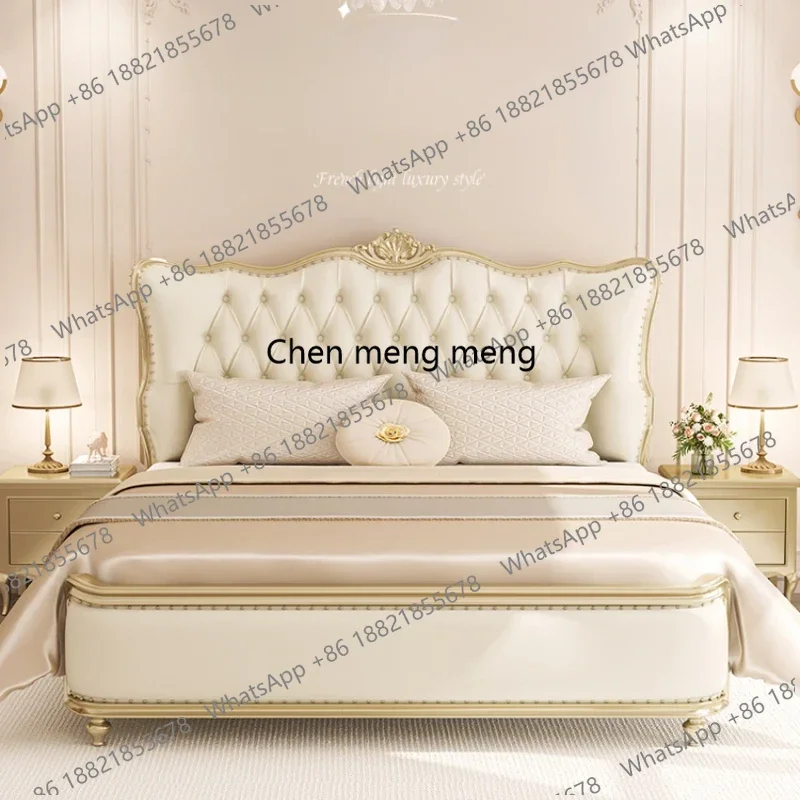 

Gold Nordic Double Bed Drawers Elegant Leather Italian Bedroom King Bed Luxury Storage Matrimonial Cama Casal Furniture Home
