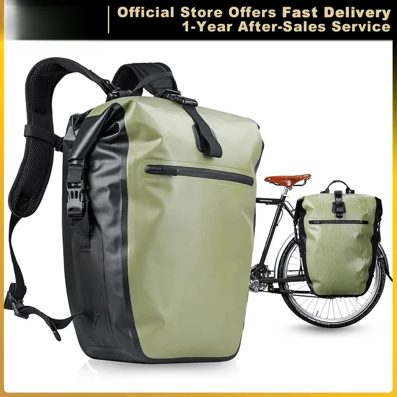 Bicycle bag & Pannier 100% Fully Waterproof 27L Big Bike Bag capacity Multifunctional Rear Rack Pannier Bag Cycling Bags