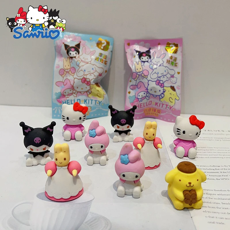 32pcs/box Sanrio Pencil Eraser random Bag Kawaii Anime Hellokitty Kuromi Cinnamoroll Student School Supplies Stationery Wholesal