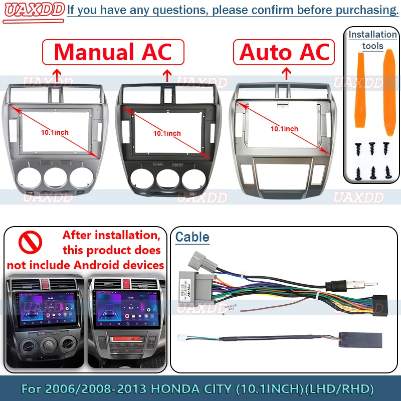 For Honda 2006-2013 city gps dvd radio Android fascia multimedia MP3 MP5 video Audio stereo 10.1inch panel frame cable Harness