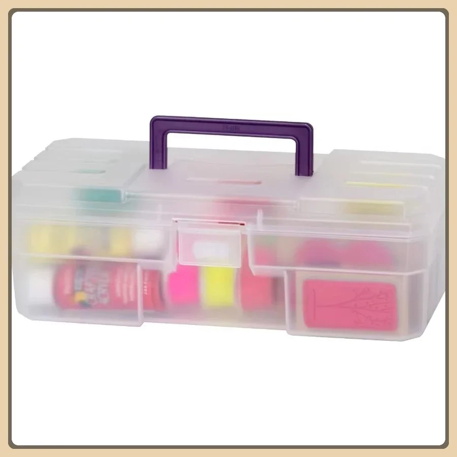 Scatola portaoggetti in plastica trasparente da 12 pollici - Organizzatore portatile per artigianato artistico con manico per forniture e strumenti