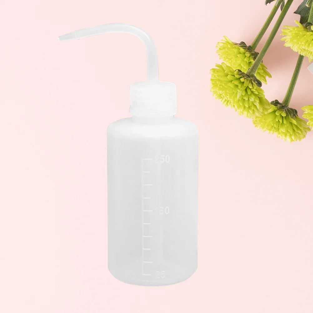 250ml Plastic Clear Bottle with Bent Spout Squeeze Measuring Bottle Cleaning Soap Holder for Gardening