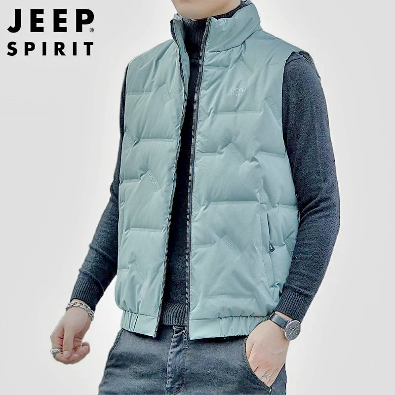 JEEP SPIRIT new winter men down vest fashion stand collar short large size solid color coat casual all-match warm slim waistcoat