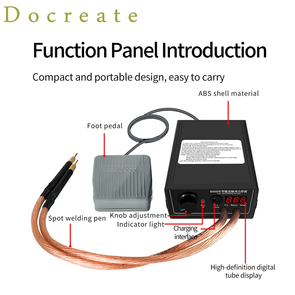 Docrea 8000W Hight Power Spot Welder Machine Kit 18650 Battery Pack strumenti di saldatura saldatrice portatile macchina 0.2MM Nickel Strip